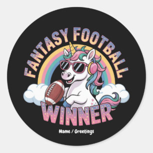 Grappige Eenhoorn Fantasy Football Winnaar 2025 St Ronde Sticker