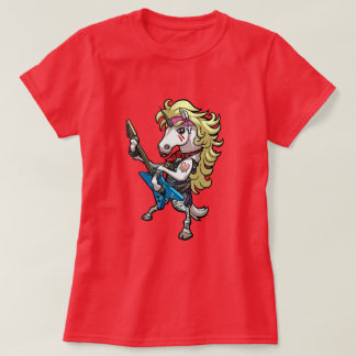 Grappige Eenhoorn Glam Metal Harde Rock Gitaar Car T-shirt