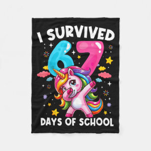 Grappige Eenhoorn Ik Heb 67 Dagen School Overleefd Fleece Deken