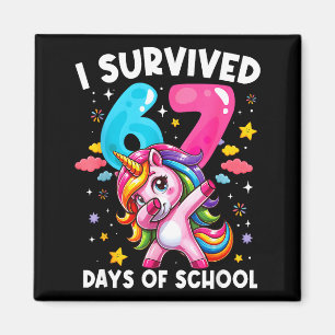 Grappige Eenhoorn Ik Heb 67 Dagen School Overleefd Magneet