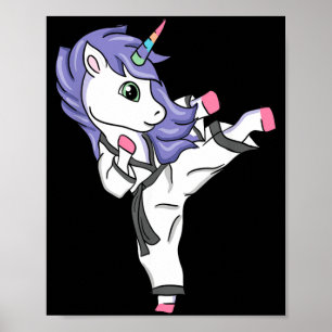 Grappige Eenhoorn Karate Meisje I Taekwondo Martia Poster