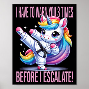 Grappige Eenhoorn Martial Arts Karate voor Meisjes Poster