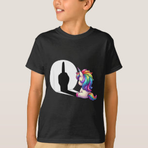 Grappige Eenhoorn Met Middelvinger Ochtendhumeur  T-shirt