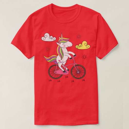 grappige eenhoorn op fiets t-shirt (Design voorkant)