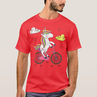 grappige eenhoorn op fiets t-shirt