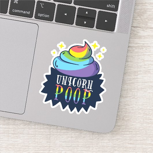 Grappige Eenhoorn Poep Emoji Regenboog Knuffel Sticker (Detail)