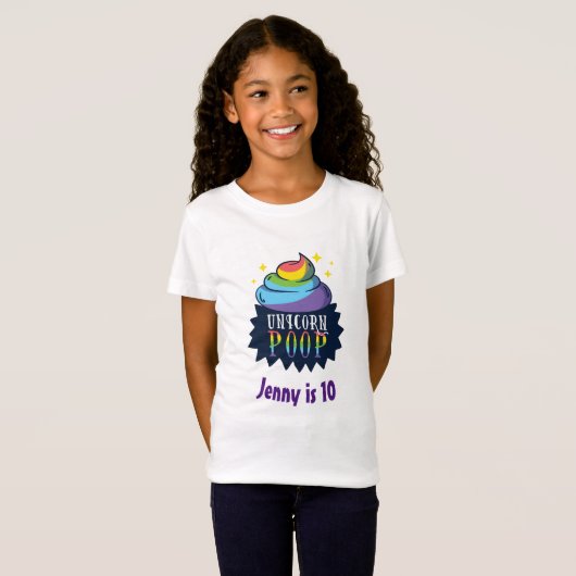 Grappige eenhoorn poep emoji regenboog leuke verja t-shirt (Voorkant volledig)