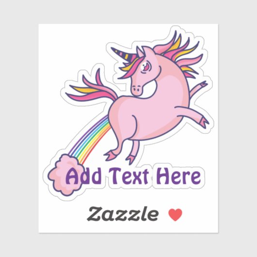 Grappige eenhoorn scheten regenbogen tekst toevoeg sticker (Vel)