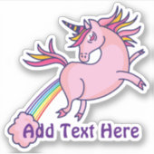 Grappige eenhoorn scheten regenbogen tekst toevoeg sticker (Voorkant)