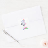 Grappige eenhoorn scheten regenboog kleuren scheet vierkante sticker (Envelop)