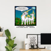 Grappige eenhoorn vader/zoon band poster (Thuiskantoor)