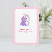Grappige eenhoorn verjaardag bedankkaart (Staand voorkant)