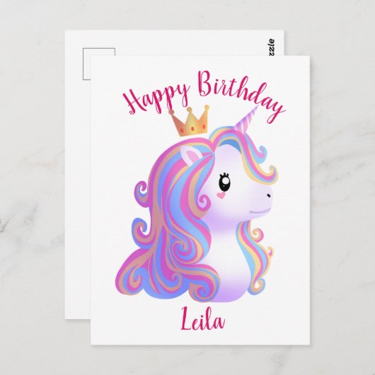 Grappige eenhoorn verjaardag briefkaart (Voorkant / Achterkant)