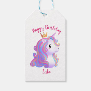 Grappige eenhoorn verjaardag cadeaulabel
