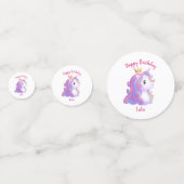 Grappige eenhoorn verjaardag confetti (Achterkanten)