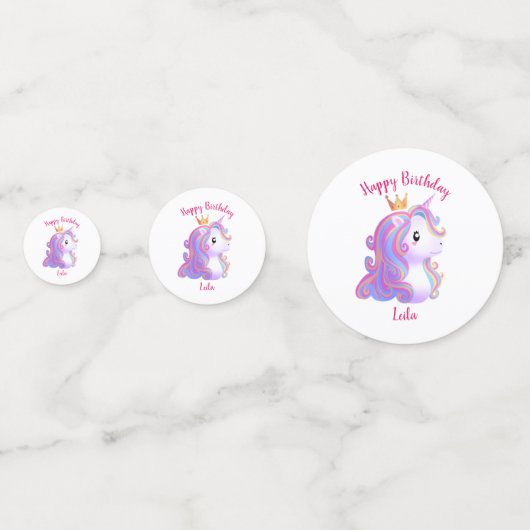 Grappige eenhoorn verjaardag confetti (Achterkanten)