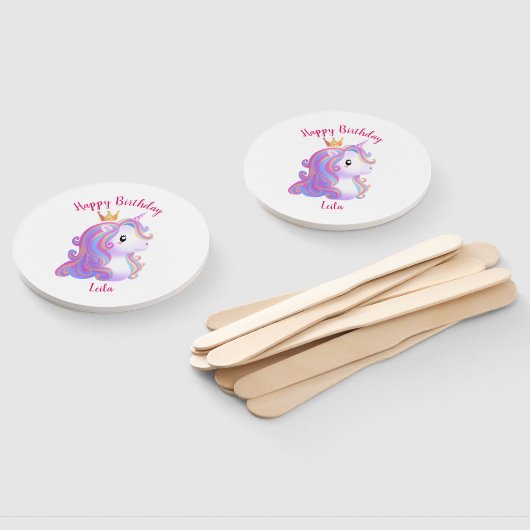 Grappige eenhoorn verjaardag handwaaier (Niet-gemonteerd)