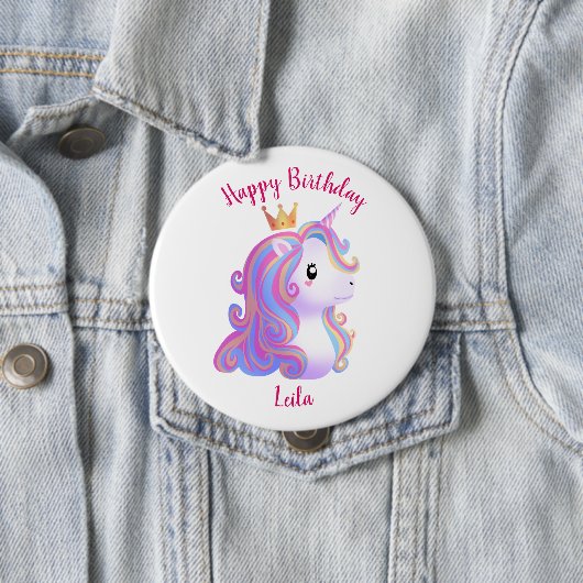 Grappige eenhoorn verjaardag ronde button 4,0 cm (In situ)