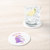 Grappige eenhoorn verjaardag ronde kartonnen onderzetter (Insitu)