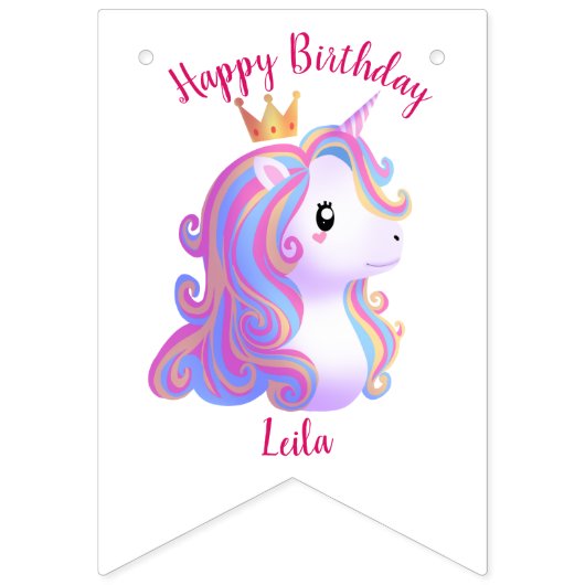 Grappige eenhoorn verjaardag vlaggetjes (Tweede vlag)