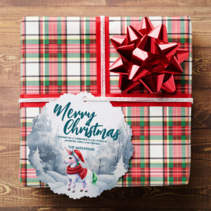 Grappige Eenhoorn Vrolijk Kerstboom sneeuw Vakanti Ornament Kaart