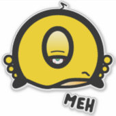 Grappige Eensoog Cartoon “Meh” Sticker (Voorkant)