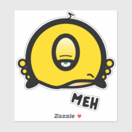 Grappige Eensoog Cartoon “Meh” Sticker
