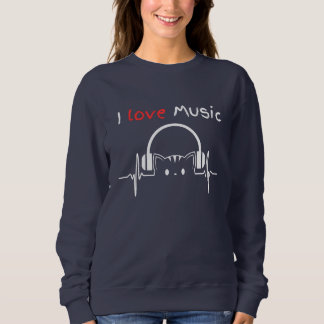 Grappige Eenvoudige Humor Kat Liefde Muziek Pet's Trui