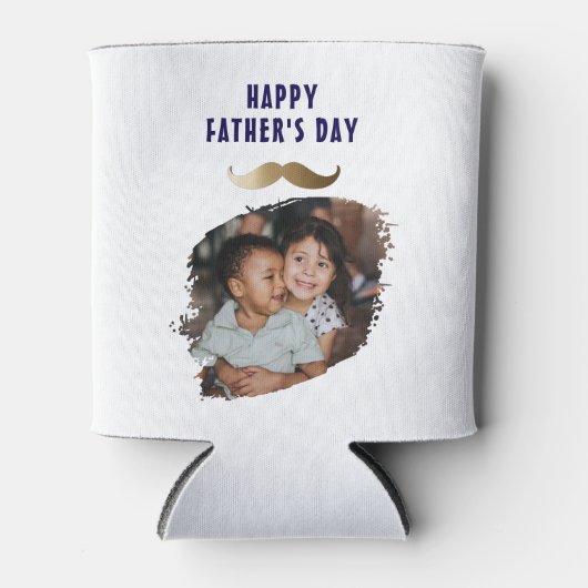 Grappige eenvoudige snor Happy Vaderdag Foto Blikjeskoeler (Voorkant)