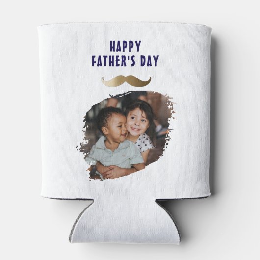 Grappige eenvoudige snor Happy Vaderdag Foto Blikjeskoeler (Achterkant)