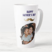 Grappige eenvoudige snor Happy Vaderdag Foto Latte Mok (Rechterhoek)