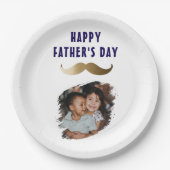Grappige eenvoudige snor Happy Vaderdag Foto Papieren Bordje (Voorkant)