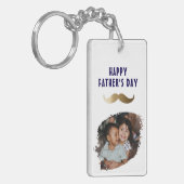 Grappige eenvoudige snor Happy Vaderdag Foto Sleutelhanger (Voorkant Links)