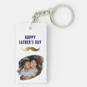 Grappige eenvoudige snor Happy Vaderdag Foto Sleutelhanger (achterkant)