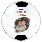 Grappige eenvoudige snor Happy Vaderdag Foto Voetbal (Voorkant)