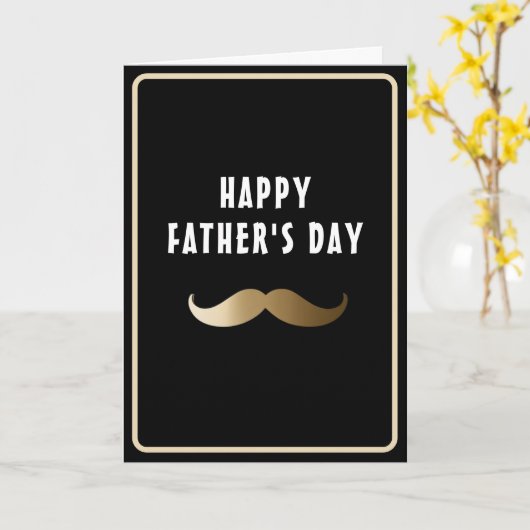 Grappige eenvoudige snor Happy Vaderdag Kaart (Gele Bloem)