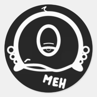 Grappige Eenzijdige Cartoon “Meh” Ronde Sticker