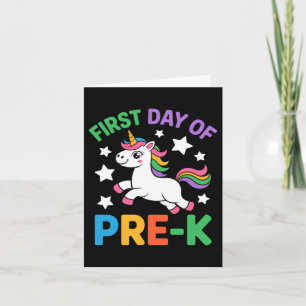 Grappige Eerste Dag Van Pre-K Eenhoorn Terug Naar Kaart