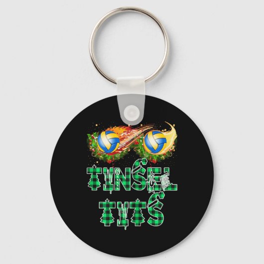 Grappige eerste kerst als mama Tinsel volleybal ma Sleutelhanger (Voorkant)