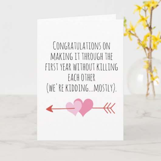 Grappige eerste trouwkaart kaart (Gele Bloem)