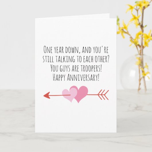 Grappige eerste trouwkaart kaart (Gele Bloem)