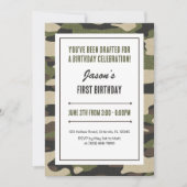 Grappige Eerste Verjaardag Militaire Groene Camouf Kaart (Voorkant)