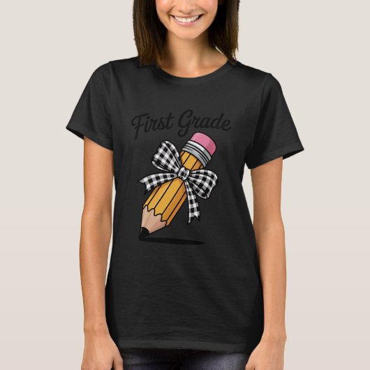 Grappige eersteklas potlood boog terug naar school t-shirt (Voorkant)