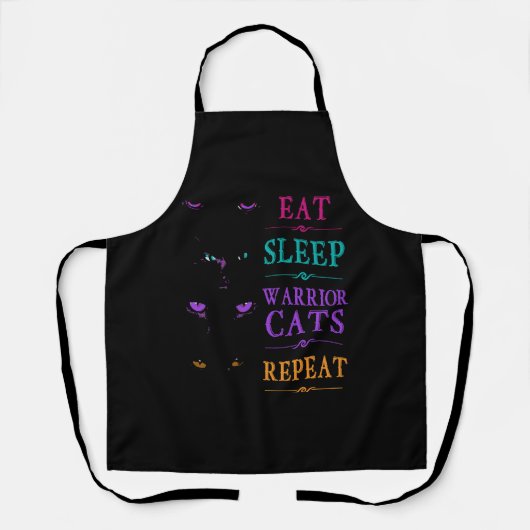Grappige Eet Slaap Krijger Katten Herhaal Grappige Schort (Voorkant)