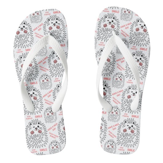 Grappige egel. Cool beeld- en tekstpatroon Teenslippers (Voetbed)