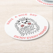 Grappige egel. Geniet van elk positief moment Ronde Kartonnen Onderzetter (Gebogen)