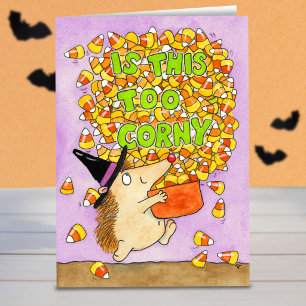 Grappige Egel Heks Cartoon Halloween Kaart