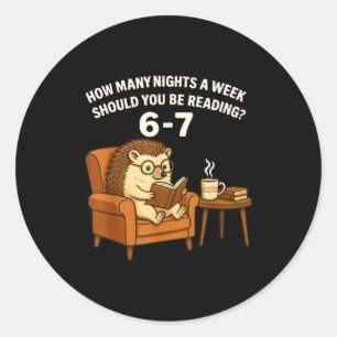 Grappige Egel Leest Boek 67 Zes Zeven Meme  Ronde Sticker