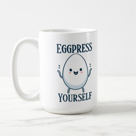 Grappige "Eggpress Yourself" aangepaste naam Koffiemok (Links)