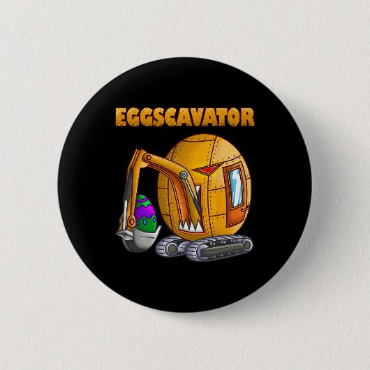 Grappige Eggscavator Schattige Graafmachine Pasen Ronde Button 5,7 Cm (Voorkant)